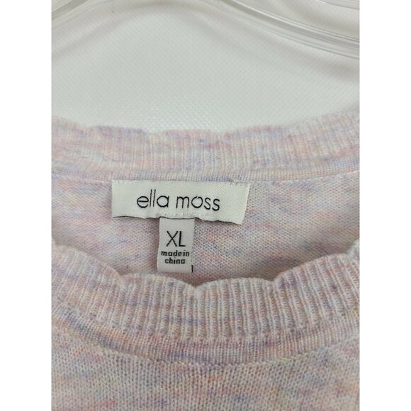 Ella Moss Womens Puff Sleeve Sweater XL Pink Speckled Scallop Neck Pullover BOHO - Picture 4 of 7